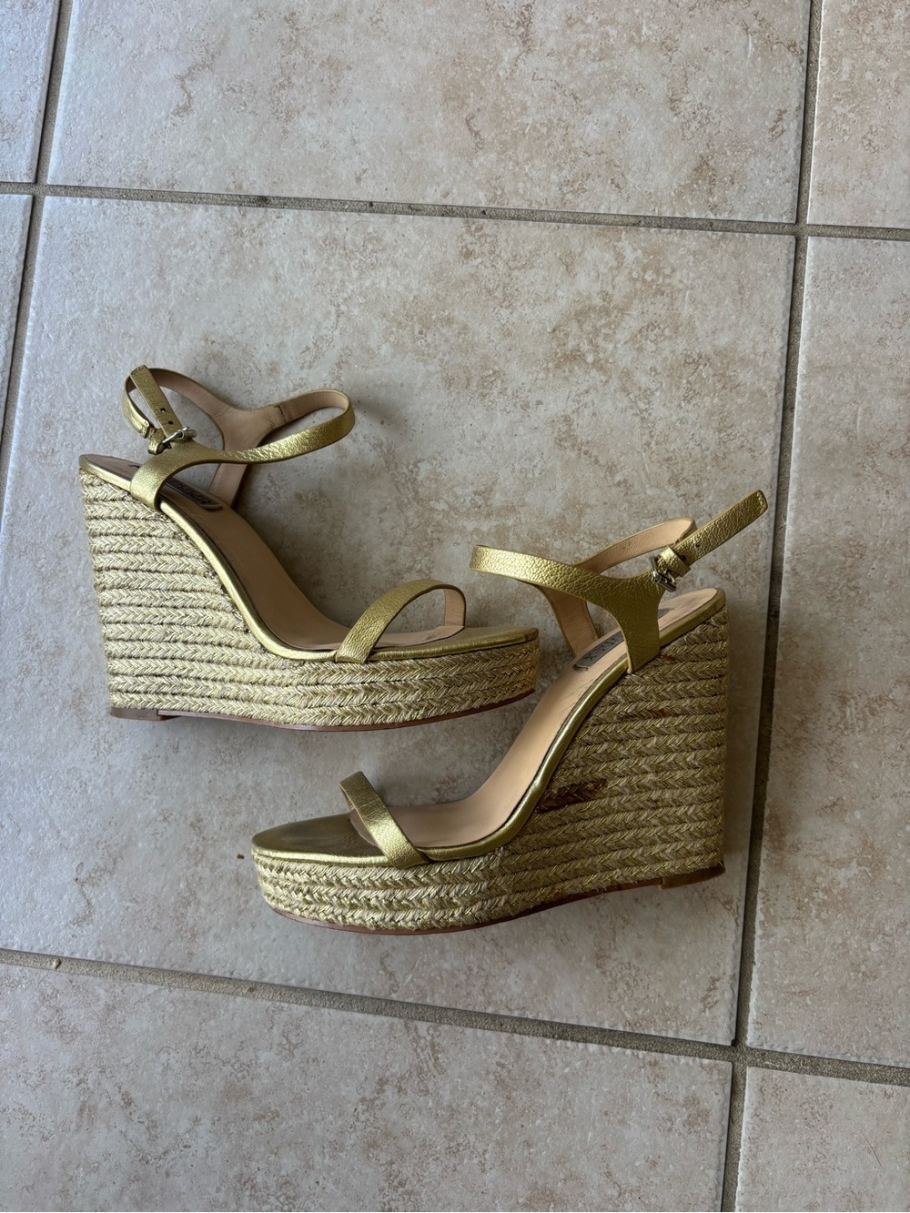 Badgley Mischka Gold Wedge Sandals